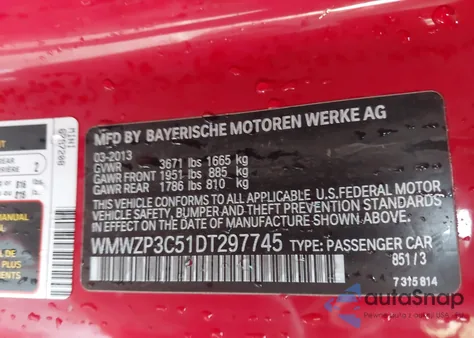 2013 Mini Convertible Cooper S из США, поврежденный, VIN WMWZP3C51DT297745